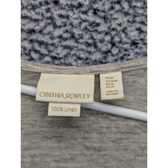 Cynthia Rowley 100% Linen Cardigan Size M Lightweight Open Front Boho Cali Gray - Picture 11 of 11